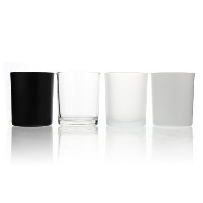 Wholesale Clear White Black Matt Empty 8oz 10oz 14oz Wide Mouth Glass Wax Candle Jars With Wooden Cork Lid