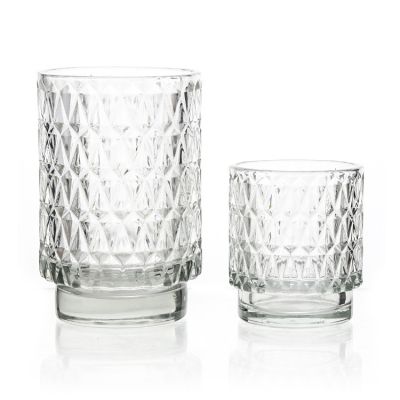 Wholesale Luxury Custom Empty Candle Holder Glass Candle Jars with Wooden Lids in Bulk