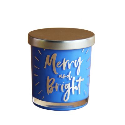 high quality blue color glass candle jar candle holder with Lid