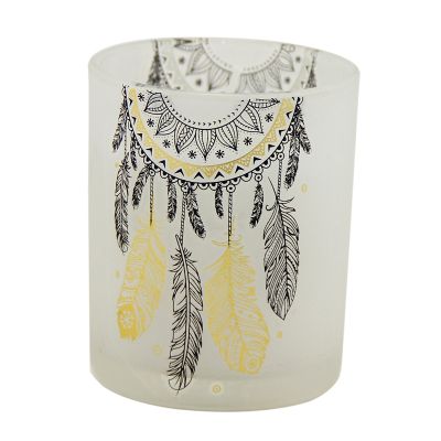 China luxury white glass candle jar candle holder with home decoration