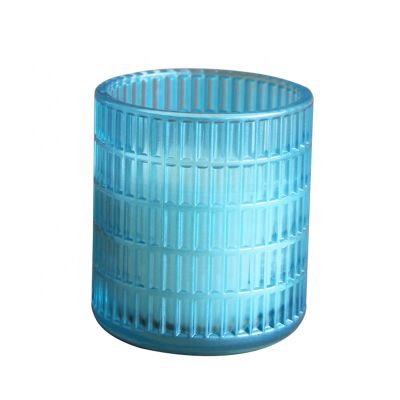New design blue glass candle jar candle holder home decorative customizable logo