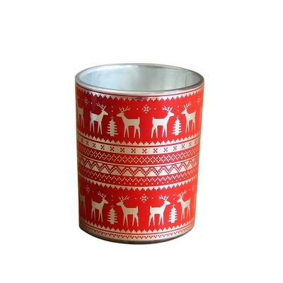 High quality red glass candle jar candle holder with christmas custom logo