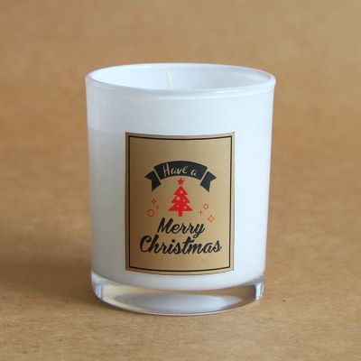 wholesale luxury custom white glass candle jars with wooden lids in bulk