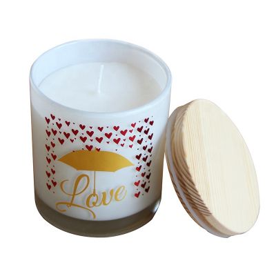 wholesale luxury white glass candle jar candle holder with Lid