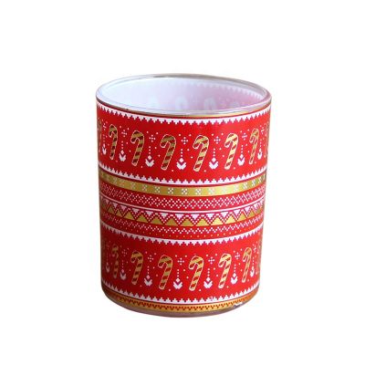 Wholesale new red glass candle jar candle holder for christmas