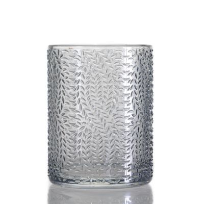 Wholesale glass candle holder 300ml pearl color candle glass jar