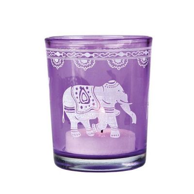 colored tealight glass candle cup purple votive candle glass holders