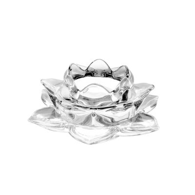 Tea Lights New design Factory Wholesale Matte Frosted Luxury Crystal Lotus Flower Glass Candle Holder