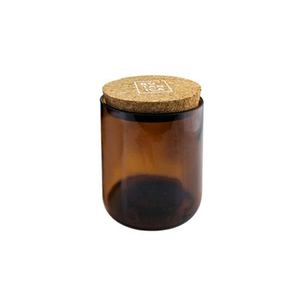 Whole sales brown candle holder glass candle jars with cork lids in bulk