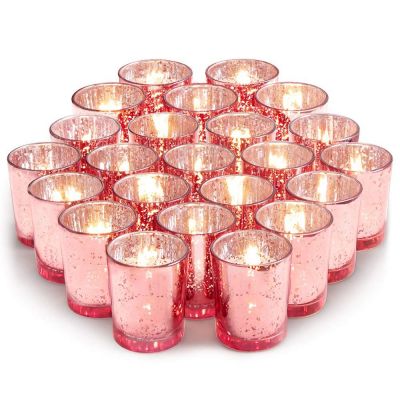 OEM ODM Mercury Glass Tealight Rose Gold Candle Holder Wedding