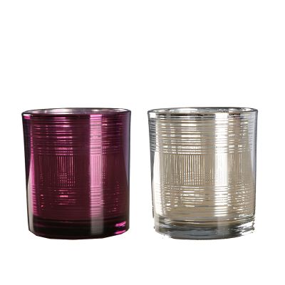 Fancy Wedding Gold and Red Color Round Hand Blown Glass Candle Cup