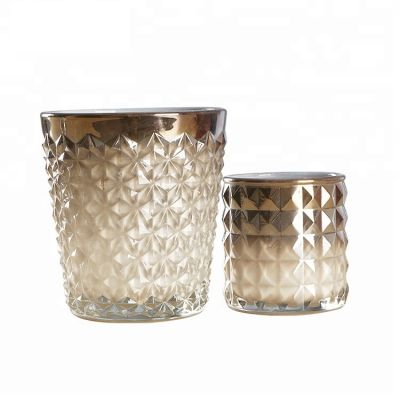 Delicate Wedding Candlestick Round Luxury Electroplating Gold Glass Candle Tumbler