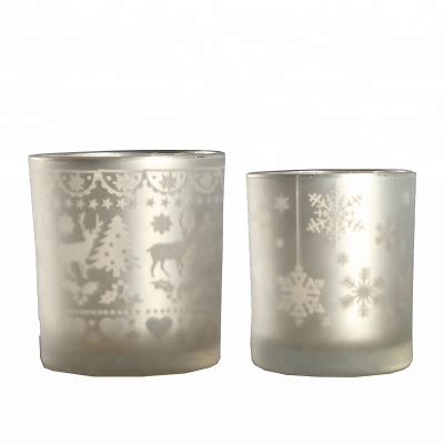 Machine Made Luxury Decorative Frosted Tealight Glass Candle Container
