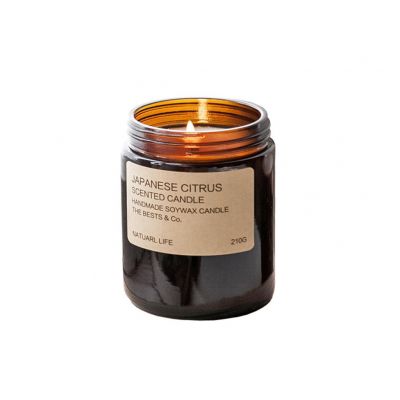 Elegant empty cheap simple tawny home decoration glass candle container candle jars