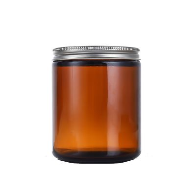 Hot sale 8OZ scented candle glass container with metal lid