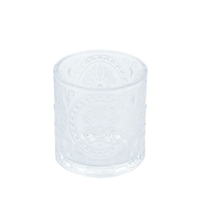Custom Round Empty Glass Candle Jars In Bulk Embossed Pattern Candle Container For Candle Making