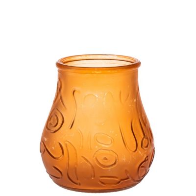 Factory Wholesale Empty Round Candle Jar Colored Glass Orange Decorative Candle Holder