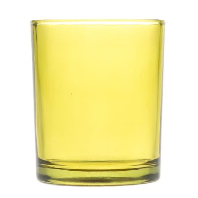 Home Decoration 120ml Empty Colored Glass Cylinder Yellow Candle Holders