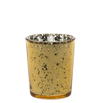 Factory Outlet OEM 100ml Round Empty Plating Gold Glass Luxury Candle Holder