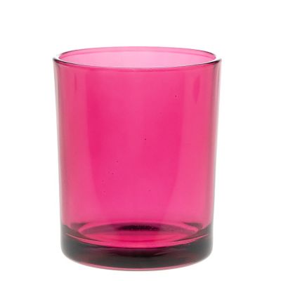 Factory Wholesale OEM Round Empty Colored Glass Pink Cylinder Candle Holder