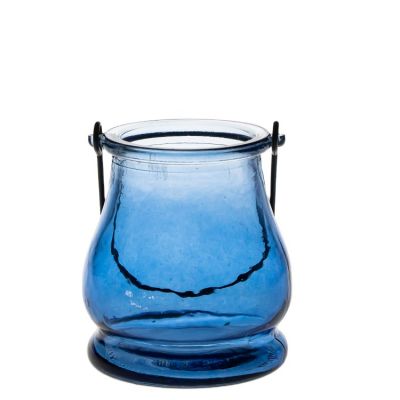 Good Quality 300ml Empty Colored Glass Blue Candle Holders For Home Decor