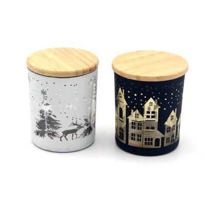 High Quality Laser Engraving Logo Glass Candle Holder With Bamboo Lid