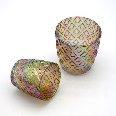 High Quality Multi-Colored Multicoloured Plating Beautifully Glass Aroma Candle Holder