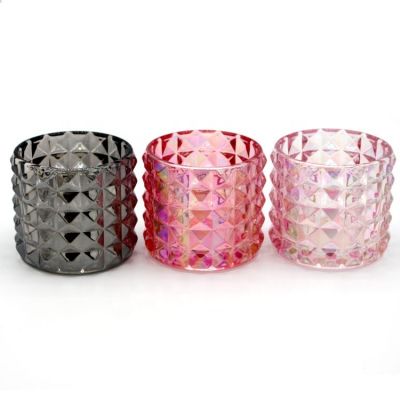 Modern Simplicity Multi-Colored Multicoloured Electroplate Advanced Glass Candle Lantern Stand