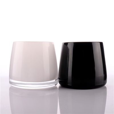 Wholesale New Design Unique Shaped Luxury Black Empty Soy Candle Glass Jars For Candle Making