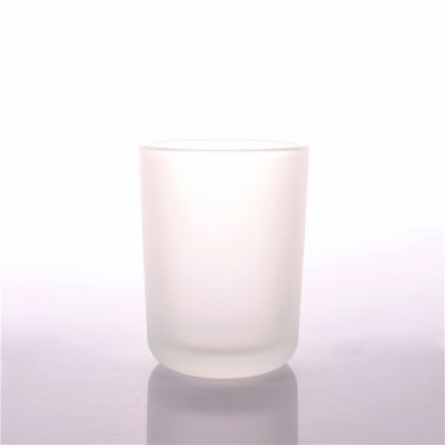 Wholesale Frosted White Scented Round Soy Glass Candle Jar With Wood Lids