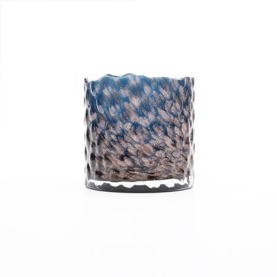 Handmade fancy geo cut glass candle jar wide mouth candle jar