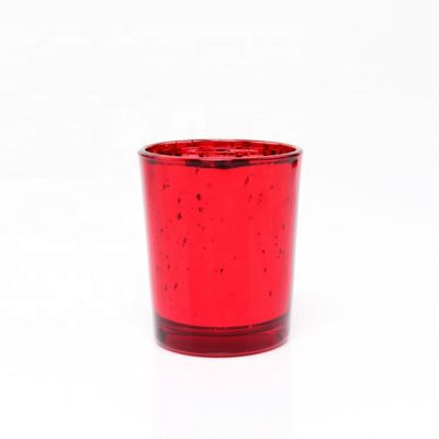 Wholesale Luxury Electroplate Metallic Red Color Tealight Empty Candle Containers Glass Jars