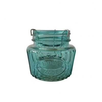 Blue vertical pattern can add logo glass candle jar with tea wax iron support family living room decoration dining room decor