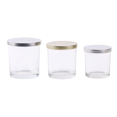 200ml empty transparent glass candle jar metal lid