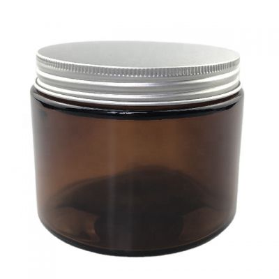Whole set 2021 new mould glass amber jar 500ml with aluminum cap