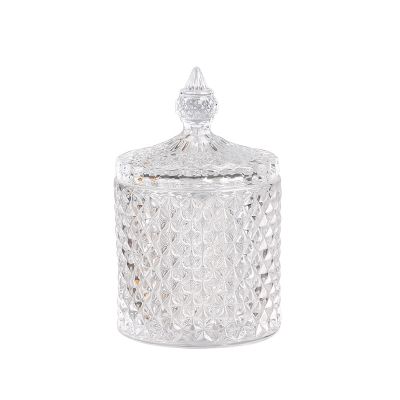 Empty Clear Glass Candle Holder Jar With Lid