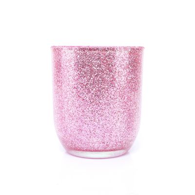Manufacturer Fancy Unique Design Luxury Sparkling Pink Glass Jars for Scented Candles Making