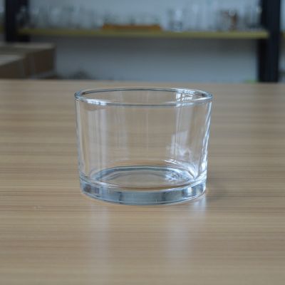 Simple round wide large glass candle jar with 490ml volume