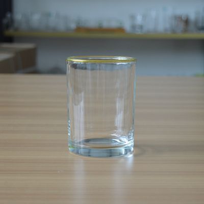 Custom golden rim painted glass candle cup