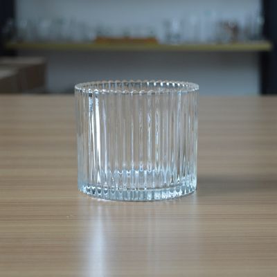Custom ribbed glass container for candle with 500ml capactiy