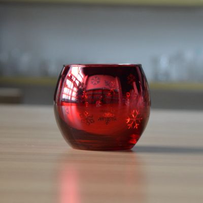 Unique red color electroplating glass candle jar/candle container