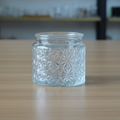 High quality clear engraved glass candle jar with 15oz volume