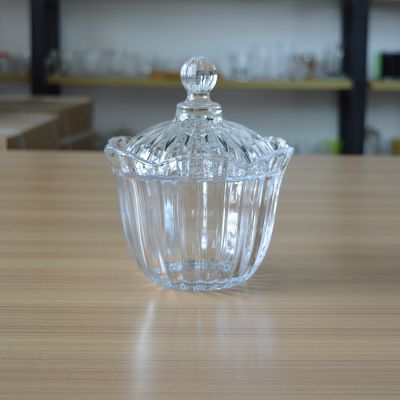 House decoration glass sugar bowl with lid