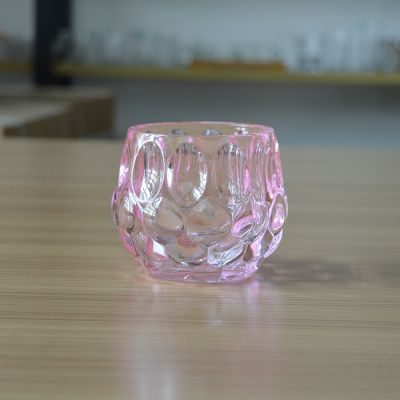 House decoration pink spray color glass candle holder