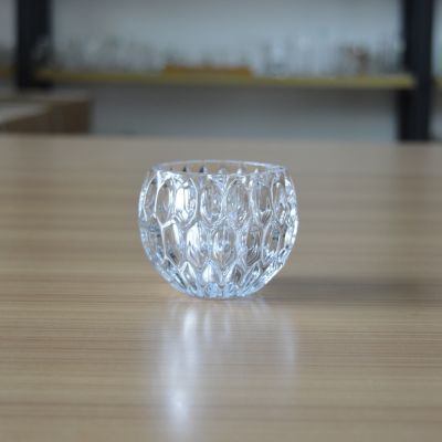 Decoration custom small ball shape engraved glass candle container/ jar