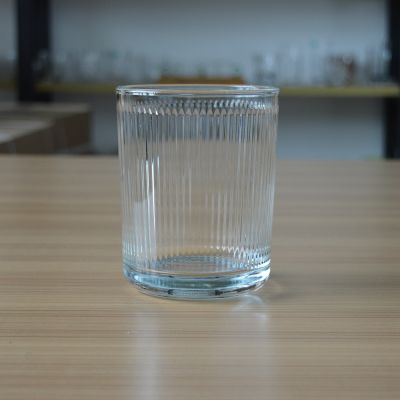 Classic large ribbed glass candle vessels with 600ml volume