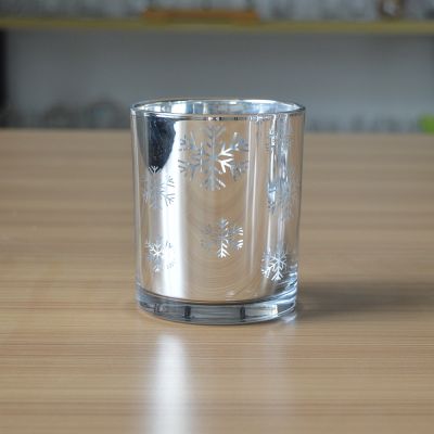 Christmas Series Silver Snow Pattern Glass Candle jars
