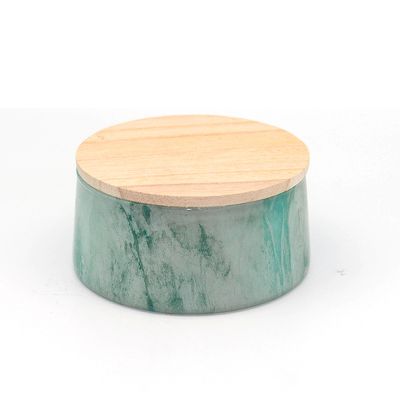 resin candle holder jars with wooden/metal lid marble design