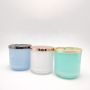 14oz luxury scented glass candle holder jar with Hollowed metal lid