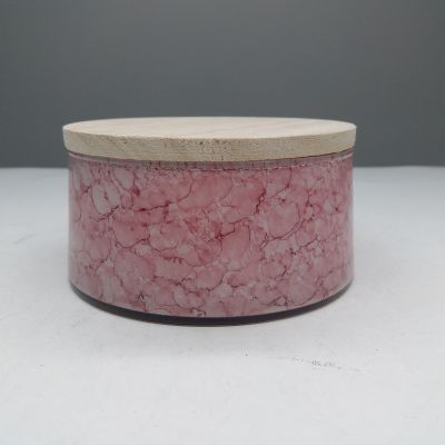 Wholesale Luxury Marble Glass Candle Holder With Wooden Lid